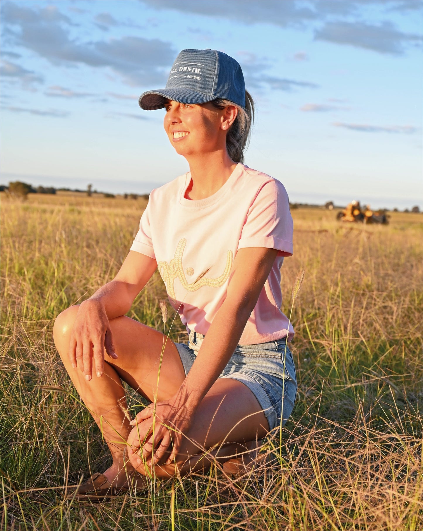 BETTY - PINK Women's Relaxed Fit T-Shirt with Cream Beaded Logo image 3