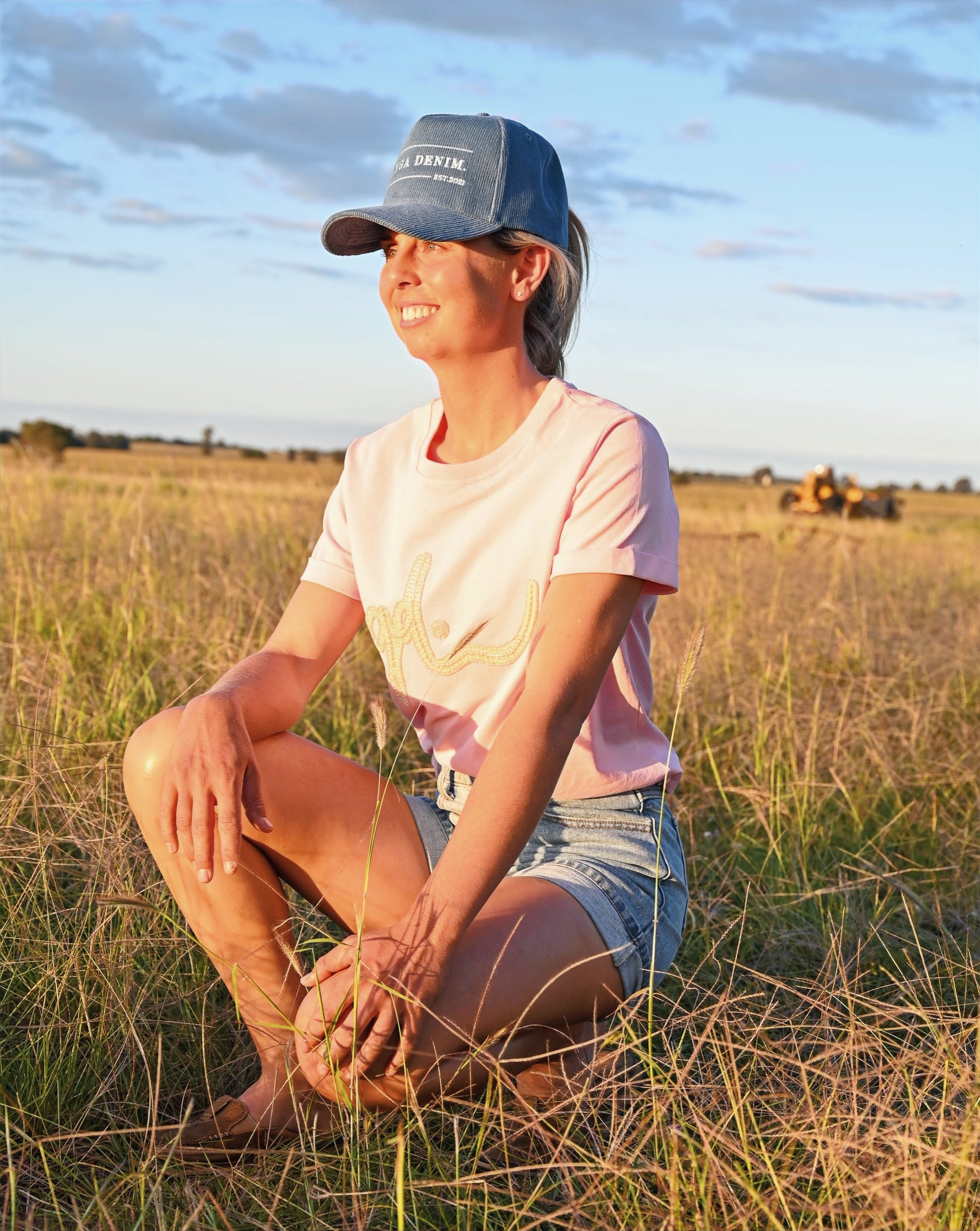 BETTY - PINK Women's Relaxed Fit T-Shirt with Cream Beaded Logo image 3