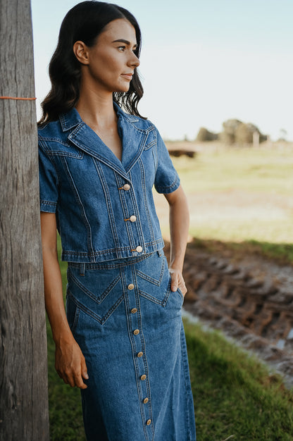 Calamity Denim Top ~ 90’s Wash Blue image 4