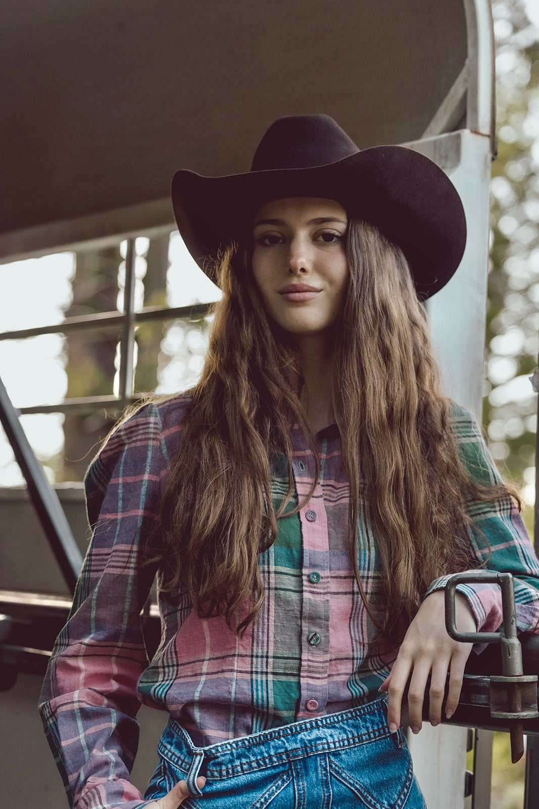Green & Pink Plaid Cotton Ladies Long Sleeve Shirt image 4