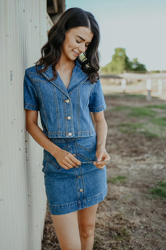 Calamity Denim Mini Skirt ~ 90’s Wash Blue image 0