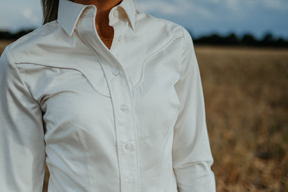 Vaquera ~ Classic White Womens Long Sleeve Cotton Fitted Shirt image 2