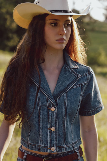 Calamity Denim Top ~ 90’s Wash Blue image 5