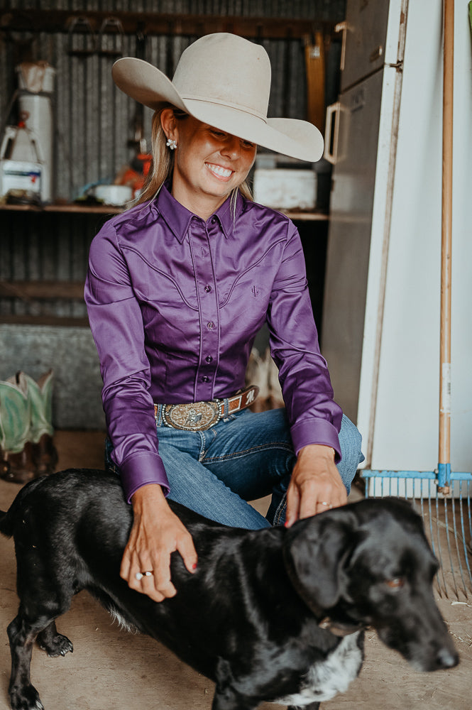 Vaquera ~ Nightshade Womens Long Sleeve Cotton Shirt image 2