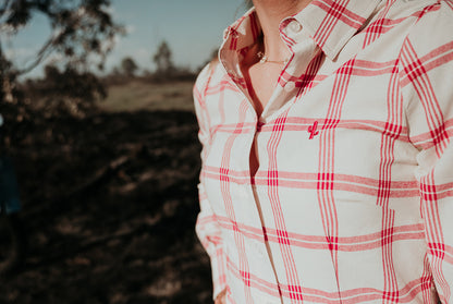 Red Range Check Womens Long Sleeve Cotton Shirt image 1