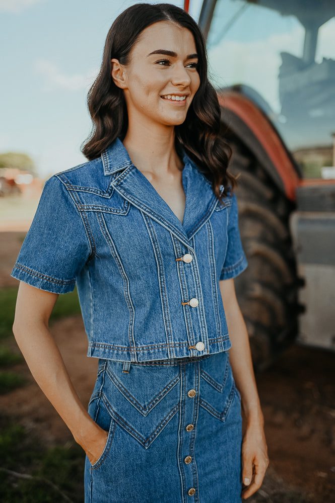 Calamity Denim Top ~ 90’s Wash Blue image 0
