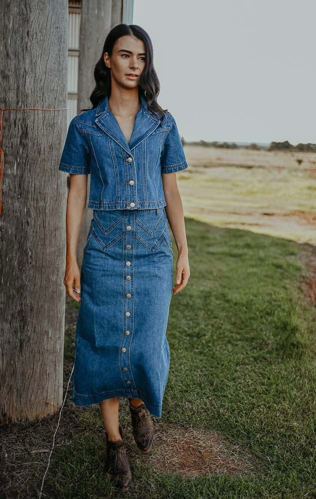 Calamity Denim Midi Skirt ~ 90’s Wash Blue image 4