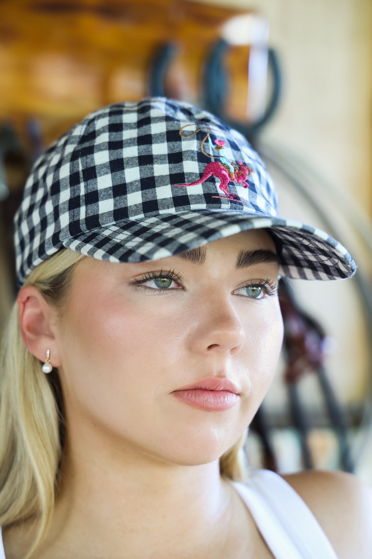 Dawn Rider Navy Gingham Dad Cap image 0