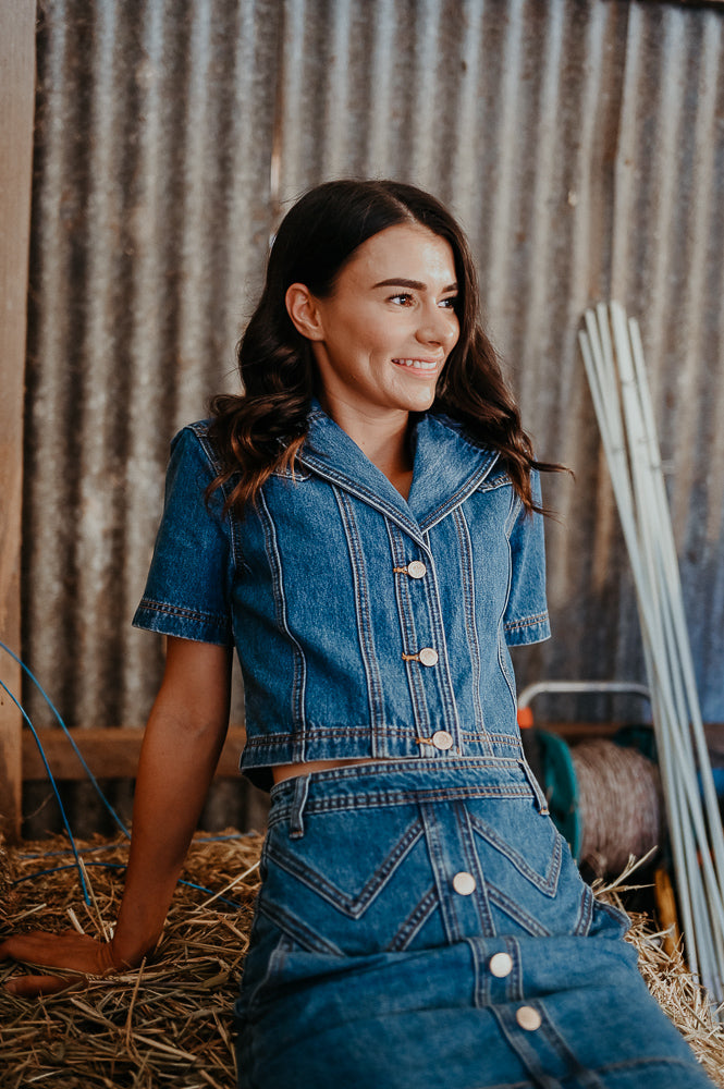 Calamity Denim Top ~ 90’s Wash Blue image 8