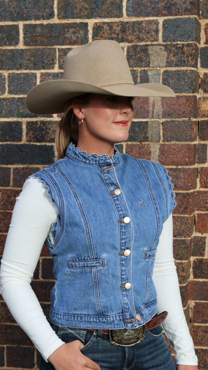 The Beauelle Denim Scalloped Vest image 2