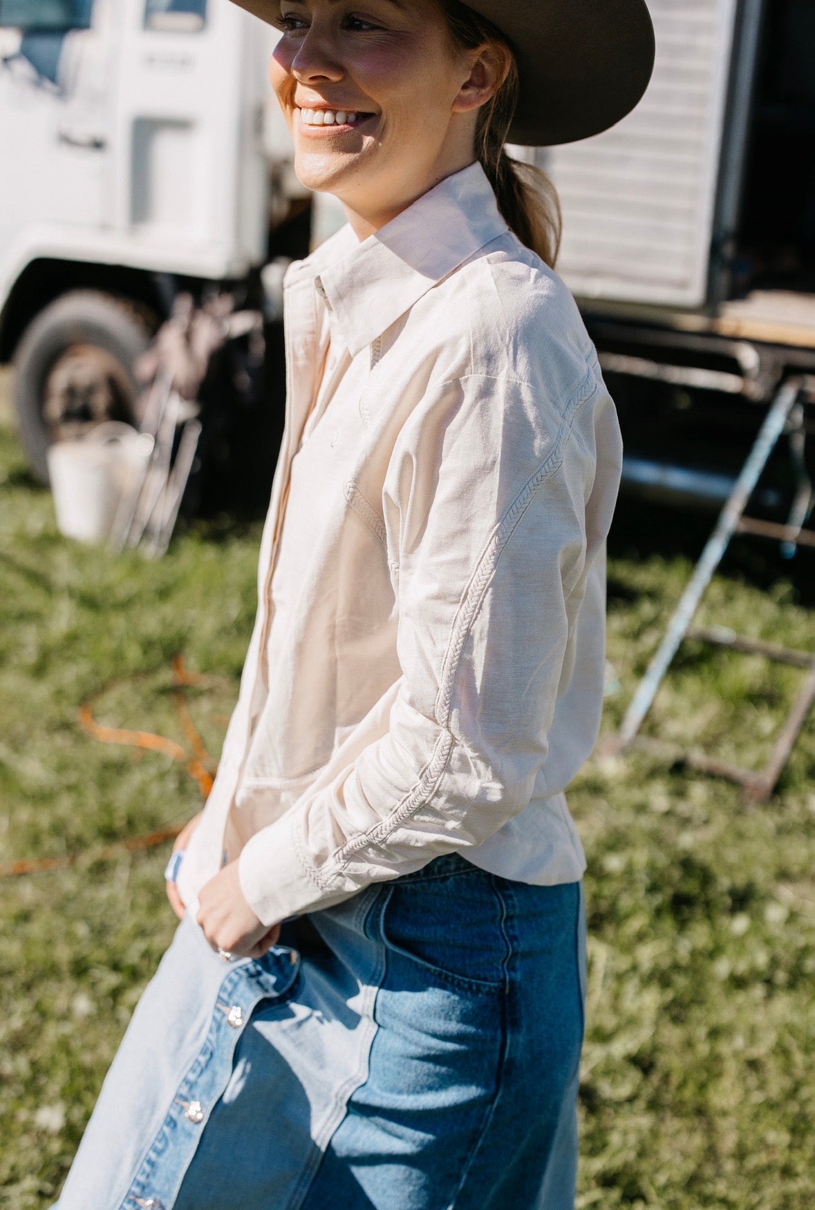 The Braided Detail Blouse - Warm Ivory