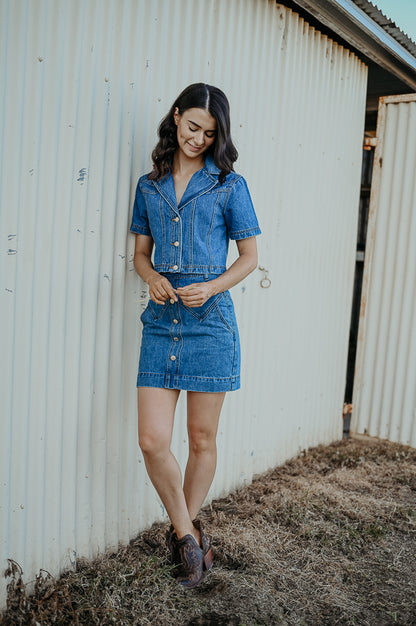 Calamity Denim Mini Skirt ~ 90’s Wash Blue image 6