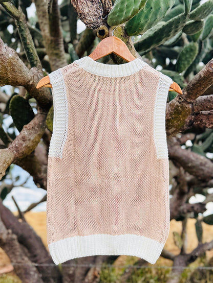 Horseshoe Knit Vest in Oatmeal  image 1