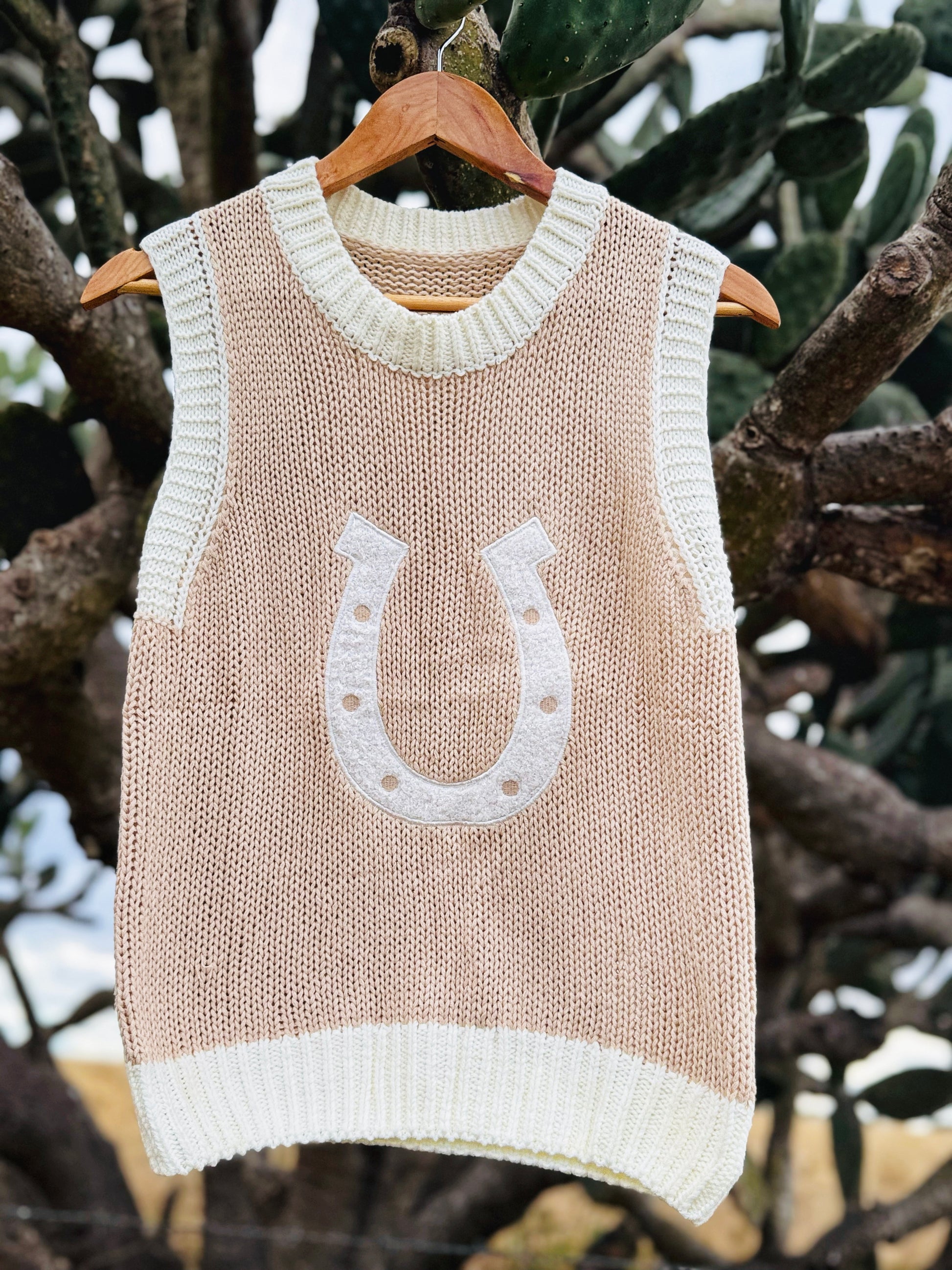 Horseshoe Knit Vest in Oatmeal  image 0