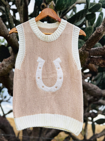 Horseshoe Knit Vest in Oatmeal  image 0