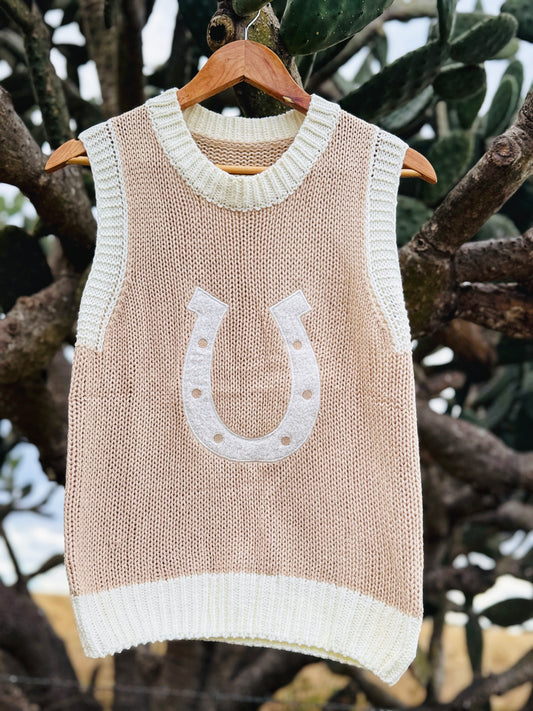 Horseshoe Knit Vest in Oatmeal  image 0