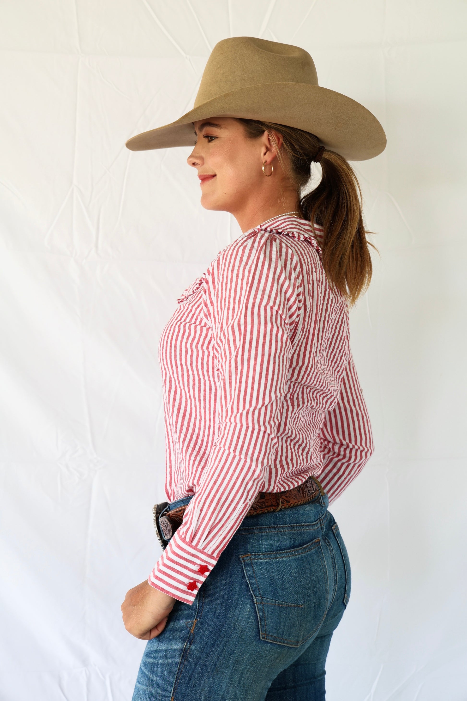 The Starlett Stripe Women's Long Sleeve Blouse image 3