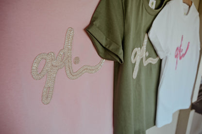 BETTY - PINK Women's Relaxed Fit T-Shirt with Cream Beaded Logo image 4