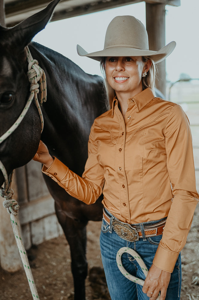 Vaquera ~ Honey Womens Long Sleeve Cotton Shirt image 2
